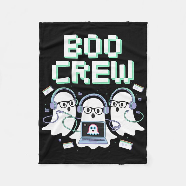 Cobertor De Velo Boo Crew Halloween Tic Help Desk Stem (Frente)