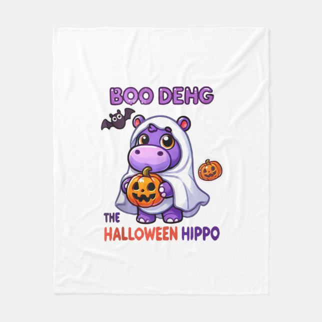 Cobertor De Velo Boo Deng O Halloween Hippo Cute Bouncy Pig Costu (Frente)