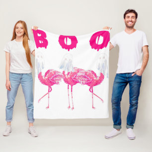 Cobertor De Velo Boo Flamingo Halloween Flamingo Ghost