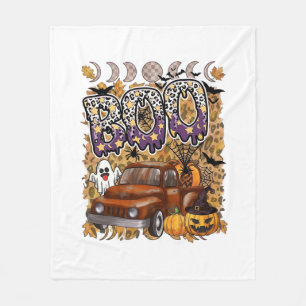 Cobertor De Velo Boo Halloween Caminhão Antigo Fantasma Abóboras Le