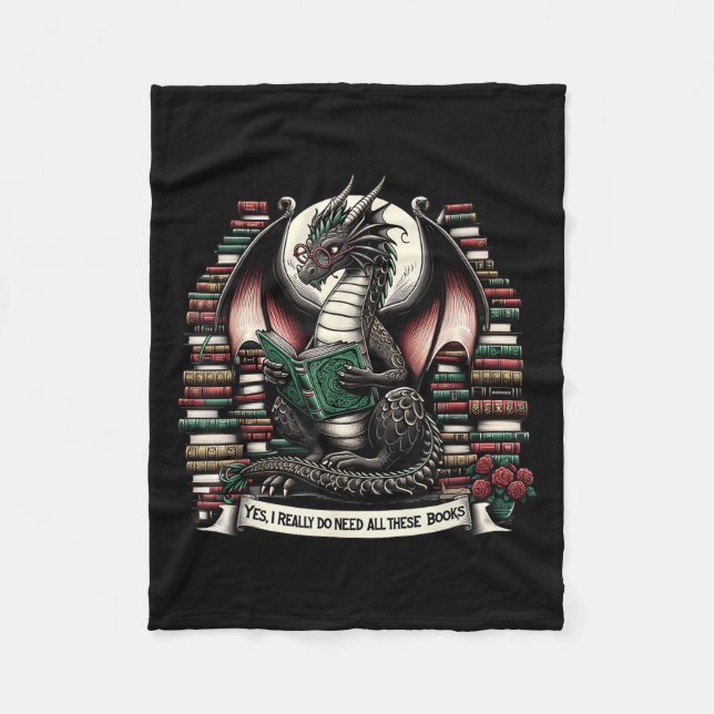 Cobertor De Velo Book Dragon Yes I Really Do Need All These Books  (Frente)
