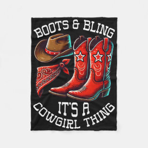 Cobertor De Velo Boots and Bling Cowgirl Rodeo Horseback Wing