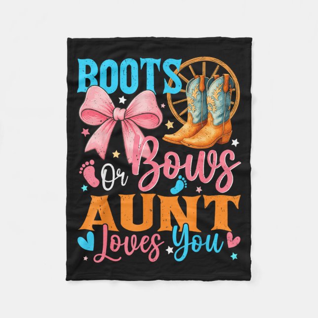 Cobertor De Velo Boots Or Bows Aunt Loves You Gender Reveal Family  (Frente)