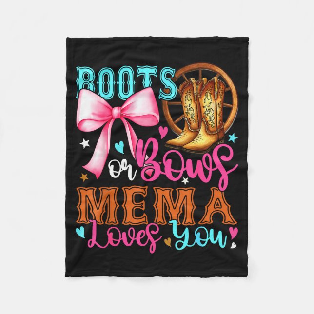 Cobertor De Velo Boots Or Bows Mema Loves You Gender Reveal Party  (Frente)