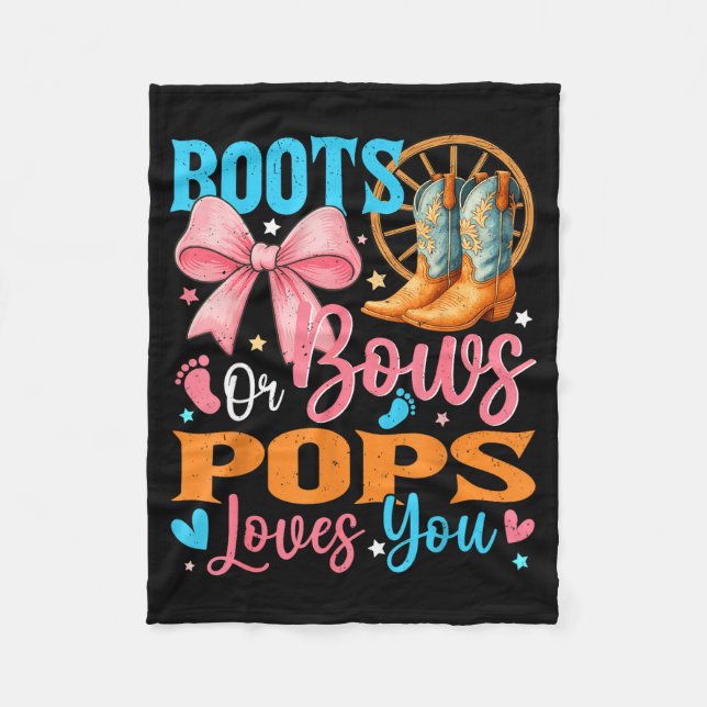 Cobertor De Velo Boots Or Bows Ps Loves You Gender Reveal Family  (Frente)