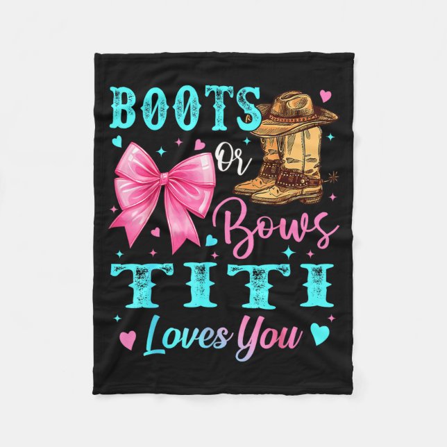 Cobertor De Velo Boots Or Bows Titi Loves You Gender Reveal Family  (Frente)