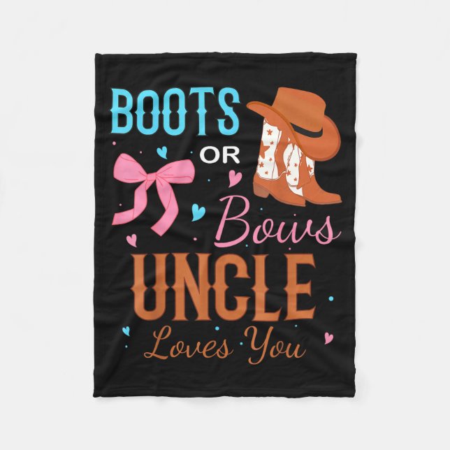 Cobertor De Velo Boots Or Bows Uncle Loves You Gender Reveal Party  (Frente)