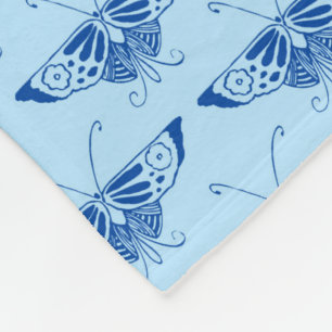 Cobertor De Velo Borboleta Art Déco estilizada - cobalto e azul cla