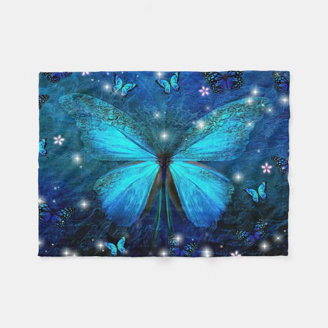 Cobertor De Velo Borboleta Azul Elegante (Frente (Horizontal))