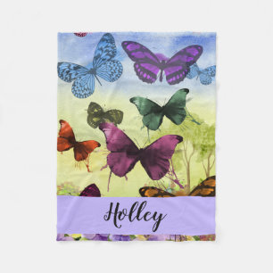 Cobertor De Velo Borboleta de Multicores Personalizada Aquarela