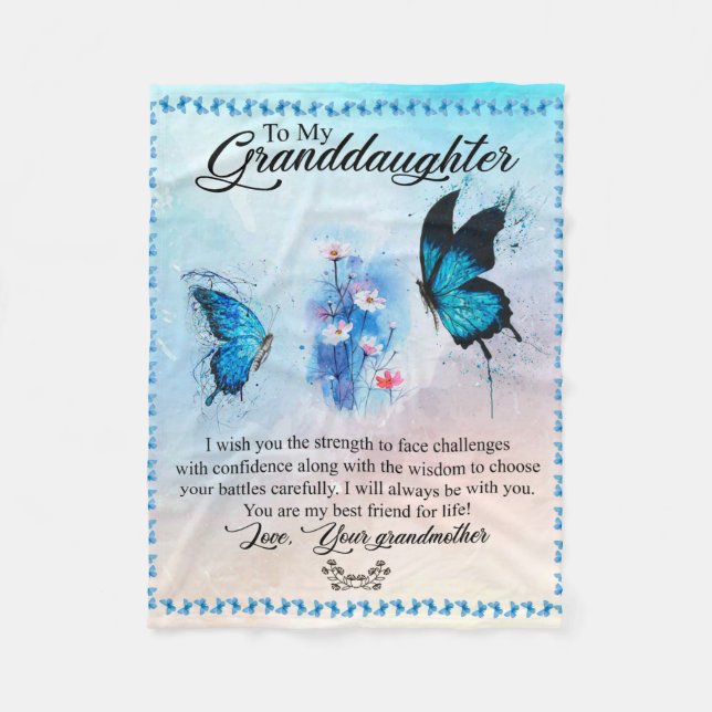 Cobertor De Velo Borboleta Personalizada Para Minha Avó (Frente)