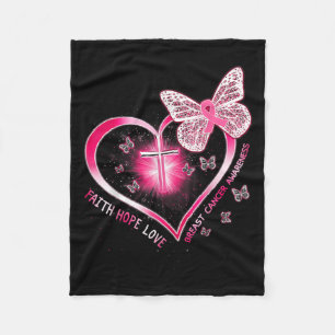 Cobertor De Velo Borboleta Rosa Cruza Fé Esperança Amor Cancer