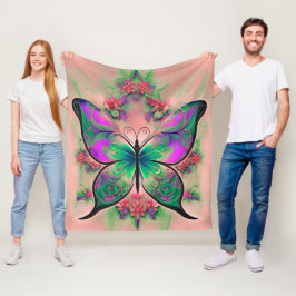Cobertor De Velo Borboleta verde-roxa a rosa