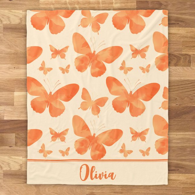 Cobertor De Velo Borboletas de Aquarela Laranja (Criador carregado)