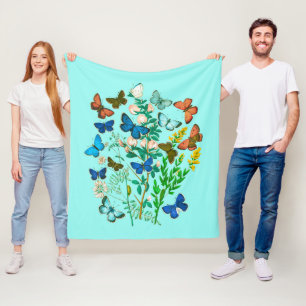 Cobertor De Velo Borboletas e flores selvagens Vintage Botânica