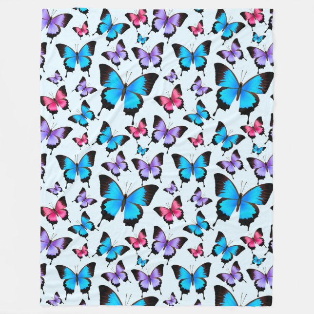 Cobertor De Velo Borboletas Girly Teal Large (Frente)