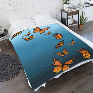 Cobertor De Velo Borboletas Monarcas de Ombre Azul