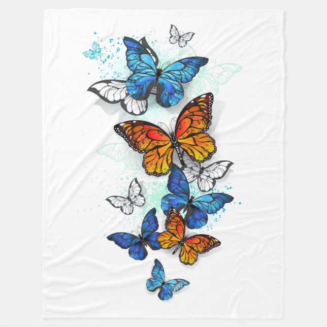Cobertor De Velo Borboletas voadoras Morpho e Monarca (Frente)