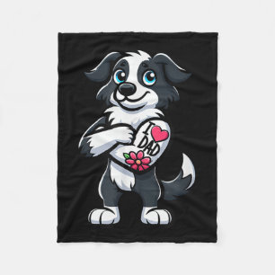 Cobertor De Velo Borda Collie I Ama Pai Cachorro Engraçado Tatuagem