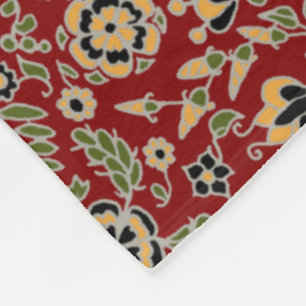 Cobertor De Velo Bordado Folk Amarelo, Verde, Preto em Vermelho Pro