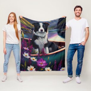 Cobertor De Velo Border Collie em uma Canoa: Uma Aventura Cênica