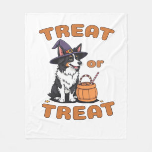 Cobertor De Velo Border Collie Halloween Dog Figurume "Treat or Tre