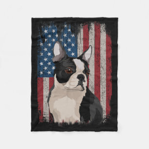 Cobertor De Velo Boston Terrier American Flag Patriótico 4 De Julho