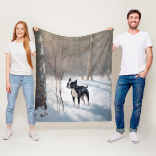 Cobertor De Velo Boston Terrier Deixe Nevar Natal