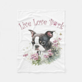Cobertor De Velo Boston Terrier Dog Mãe Floral