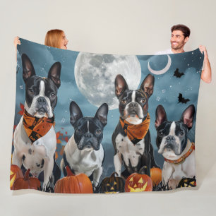 Cobertor De Velo boston terrier Halloween Assustador