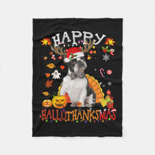 Cobertor De Velo Boston Terrier Halloween Cachorro Feliz de Natal