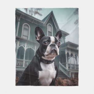 Cobertor De Velo Boston Terrier Halloween Scary