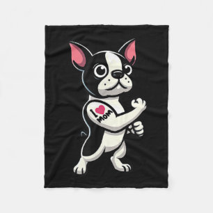 Cobertor De Velo Boston Terrier I Love Mamãe Engraçado Tatuagem De