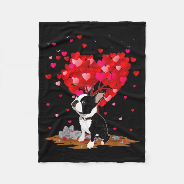 Cobertor De Velo Boston Terrier Lover Heart Shape Boston Terrier Va (Frente)