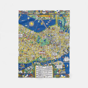 Cobertor De Velo Boston vintage — mapa antigo da cidade dos EUA