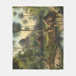 Cobertor De Velo Botânica: dromedários na selva perto de um rio