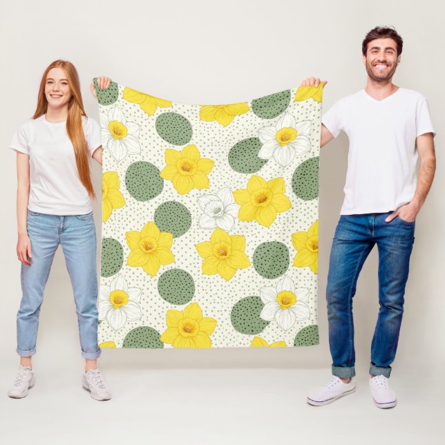 Cobertor De Velo Botanical Daffodil Floral Geometric Pattern (1) (In Situ)