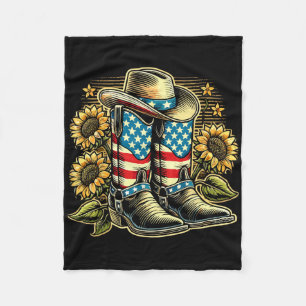Cobertor De Velo Botas de Cowboy Chapéu Bandeira Americana Girassol