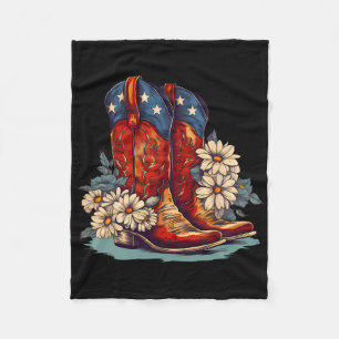 Cobertor De Velo Botas e Laços da Bandeira Americana Cowgirl 4 de J