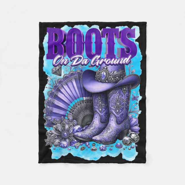 Cobertor De Velo Botas No Chão Engraçada Cowgirl Boots Bling Wome (Frente)