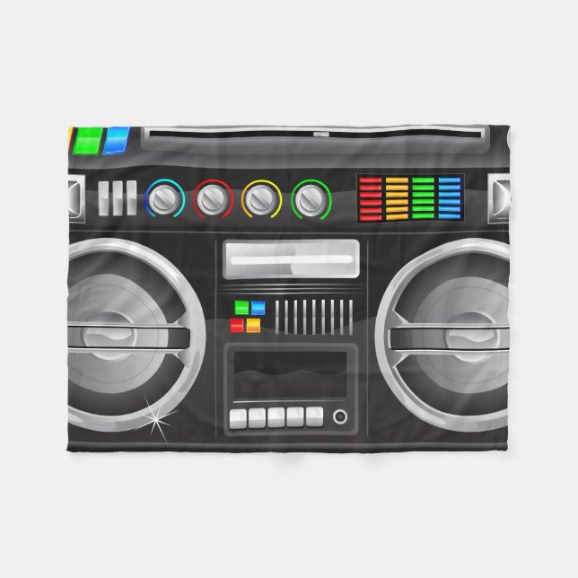 Cobertor De Velo botões arco-íris retrô boombox toca-fitas (Frente (Horizontal))