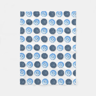 Cobertor De Velo Botões de Costura Azul Chique em Padrão Branco