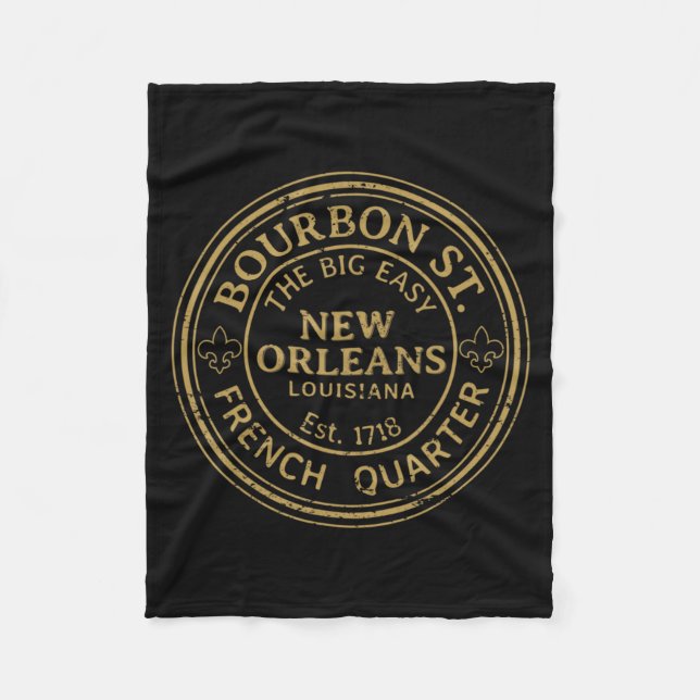 Cobertor De Velo Bourbon Street New Orleans French Quarter Distress (Frente)