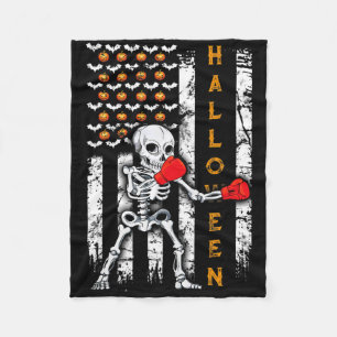 Cobertor De Velo Boxe de Esqueleto Halloween Boxeador Kickboxing Mm