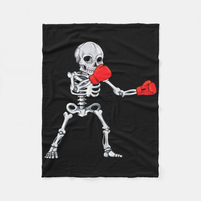 Cobertor De Velo Boxe de Esqueleto Kickboxing Mma Halloween  (Frente)