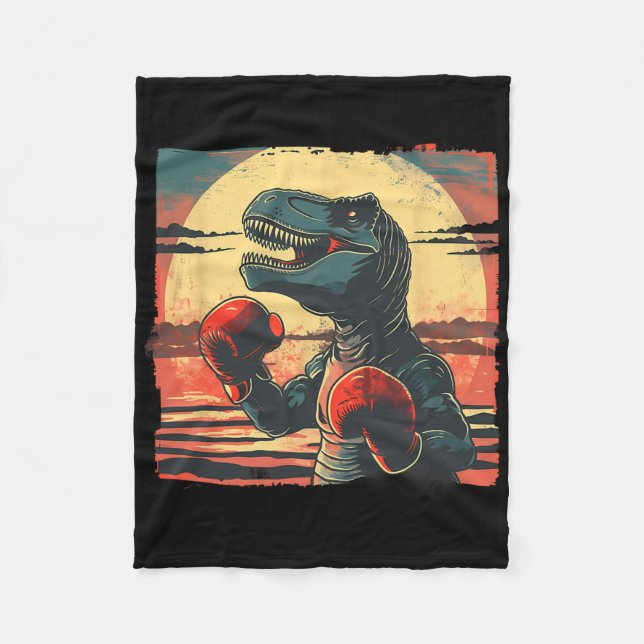 Cobertor De Velo Boxeador Dinossauro Boxe Dino Kickboxing T-rex Box (Frente)