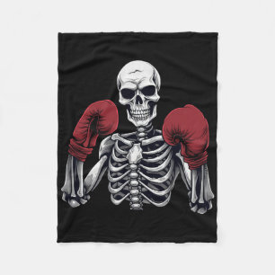 Cobertor De Velo Boxeador Esqueleto Boxe Kickboxing Halloween Artes
