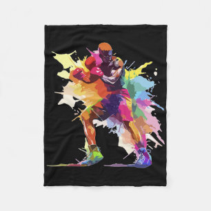 Cobertor De Velo Boxeador Homem Boxe Tinta Salpico Kickboxer Kickbo