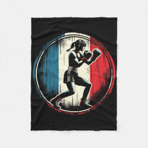 Cobertor De Velo Boxeadora com Bandeira da França - Kickboxing Femi