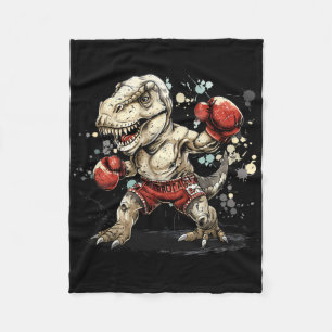 Cobertor De Velo Boxeando Dinossauro Boxeador T-rex Kickboxing Dino